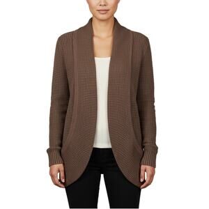 Market & Spruce Tabatha Waffle Knit Open Front Cardigan Brown NWT Size XS